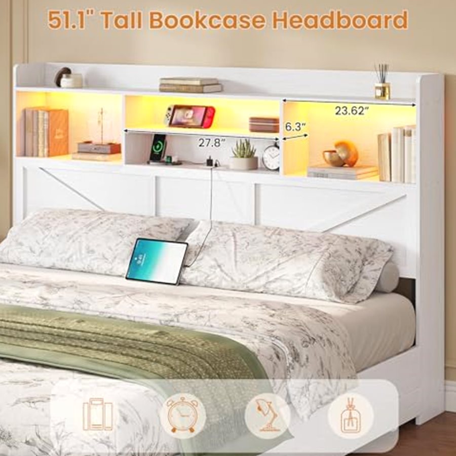 California King Farmhouse Bed with Bookcase Headboard — photo 4 of 6