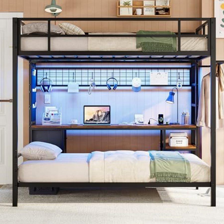 Full Over Twin Bunk Bed with Desk & RGB Lights — photo 2 of 6