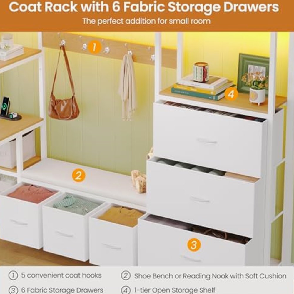 Twin Loft Bed with Coat Rack, Desk & 6 Drawers — view 6
