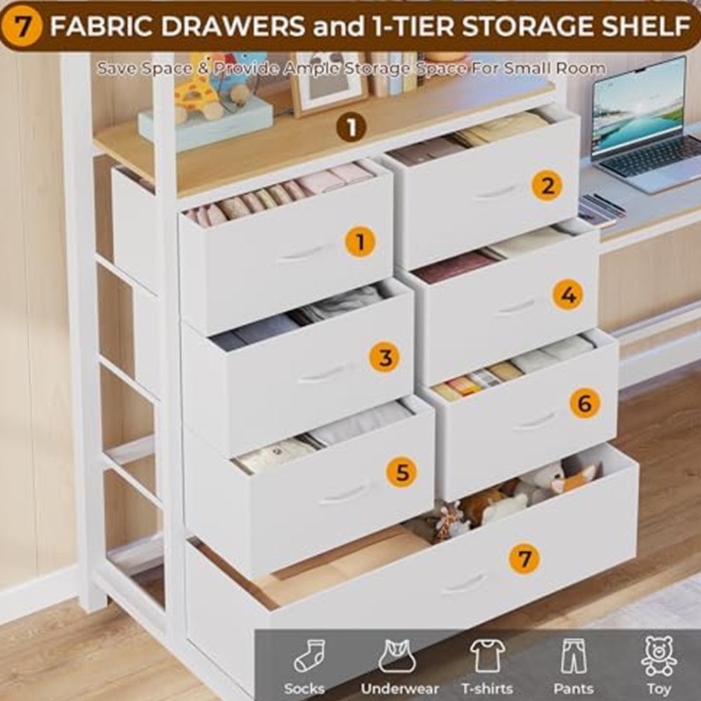 Twin Loft Bed with L-Shaped Desk & 7 Storage Drawers — view 6
