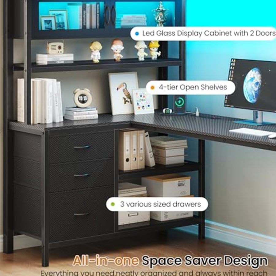 Gaming Loft Bed with L-Shaped Desk & Glass Cabinet — photo 5 of 6