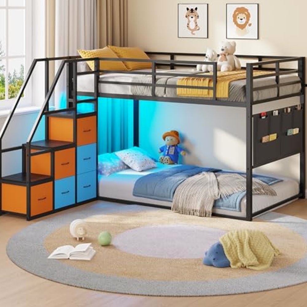 Low Bunk Bed with Storage Staircase & 6 Drawers — view 2